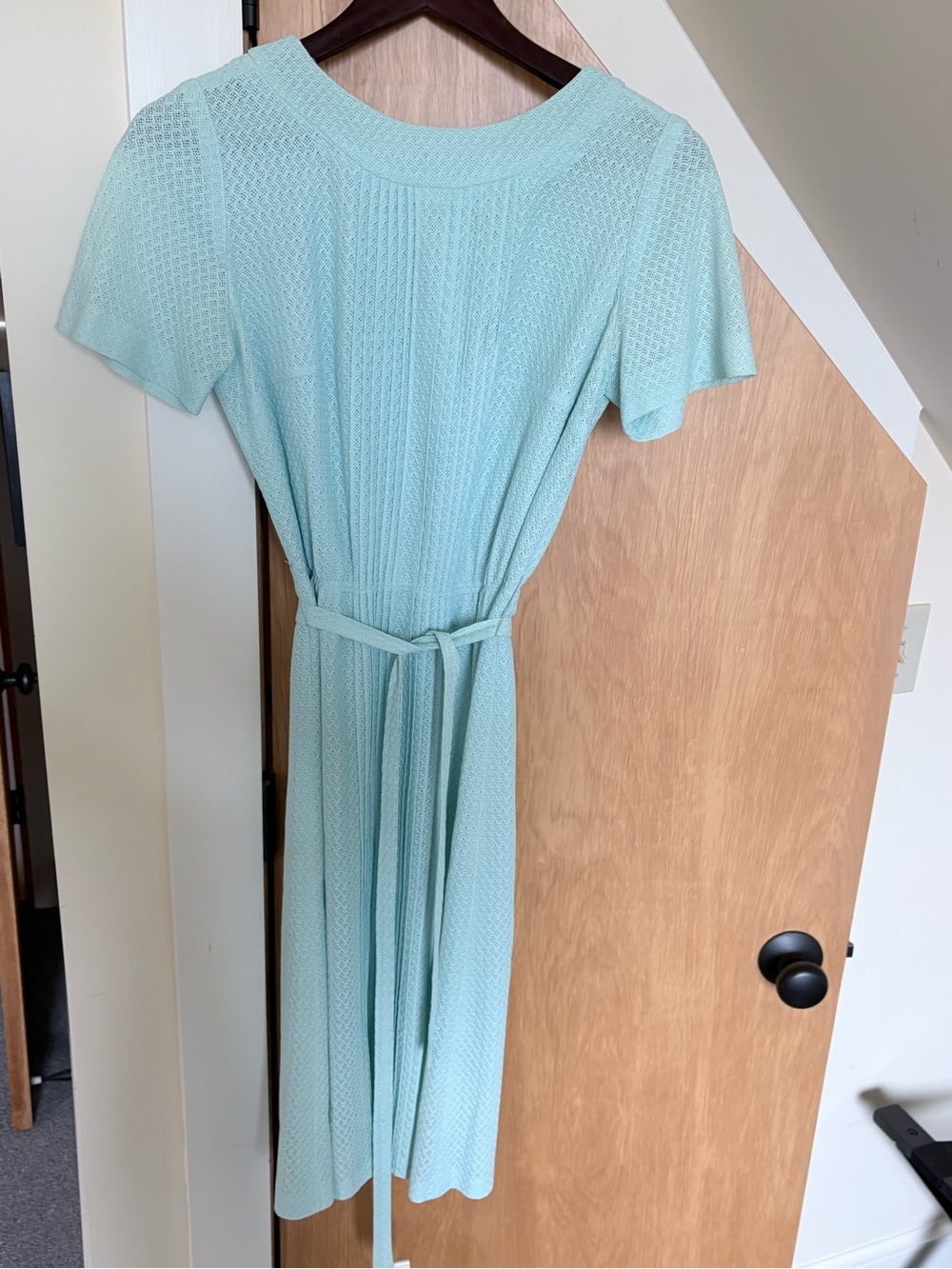 Knit Belted Women’s Dress (vintage aqua)
